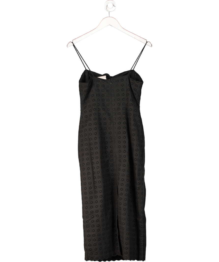 Sezane Black Pearline Broderie cotton Midi Dress UK 8 - Reliked