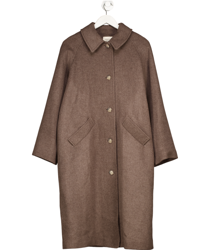 Sezane Brown Clyde Oversize Wool Blend Coat Taupe Fr38 UK 10 - Reliked