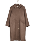 Sezane Brown Clyde Oversize Wool Blend Coat Taupe Fr38 UK 10 - Reliked