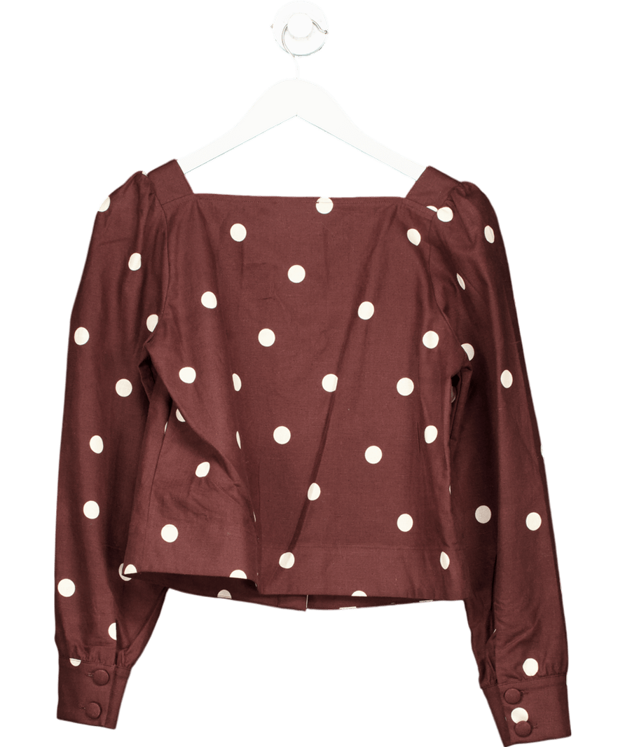Sezane Brown Lorenza Polka Dot Blouse UK 8 - Reliked