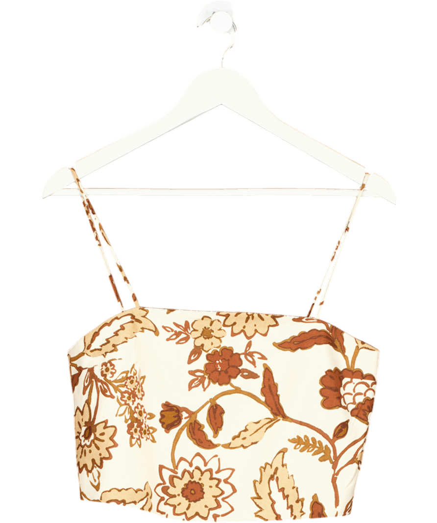 Sezane Cream / Chocolate Caitriona Top Adelia Print UK 8 - Reliked