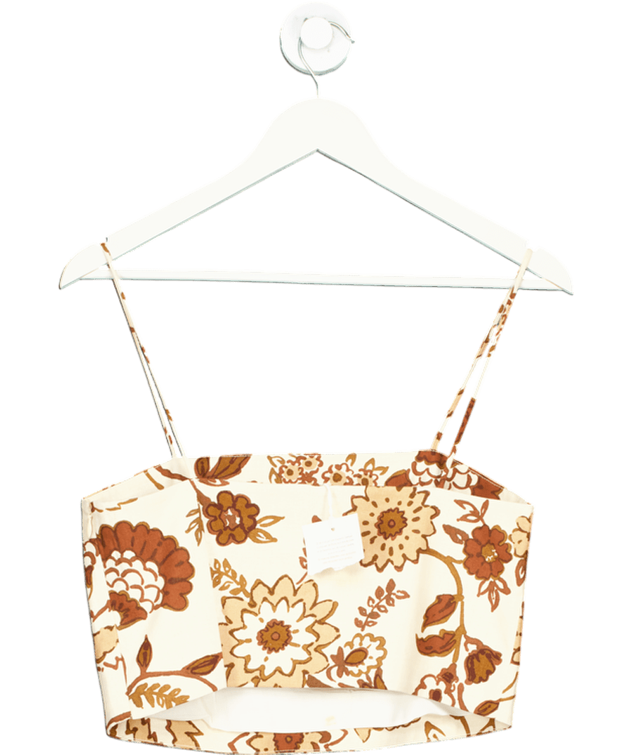 Sezane Cream / Chocolate Caitriona Top Adelia Print UK 8 - Reliked