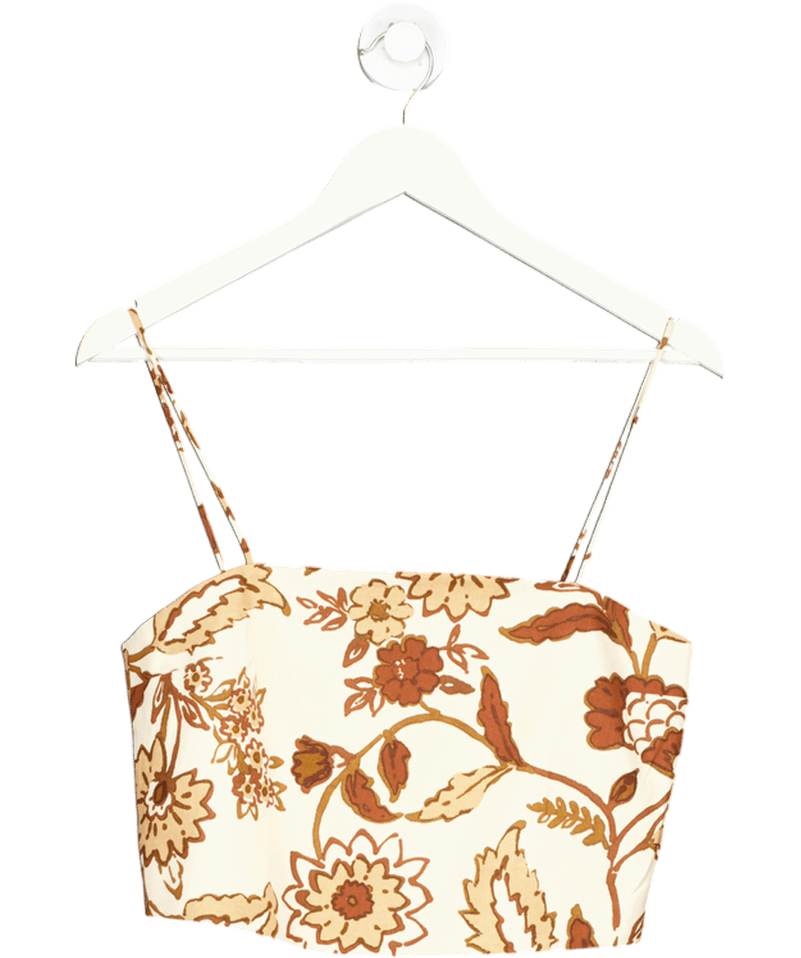 Sezane Cream / Chocolate Caitriona Top Adelia Print UK 8 - Reliked