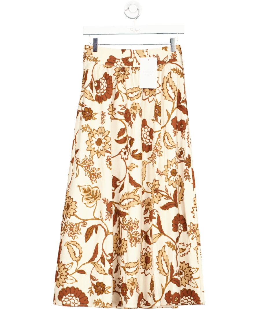 Sezane Cream / Chocolate Siloé Skirt Adelia Print UK 8 - Reliked