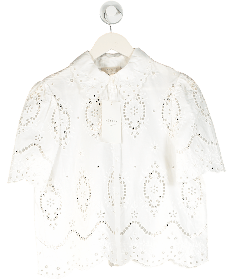 Sezane Cream Elvira Blouse Ecru UK 10 - Reliked