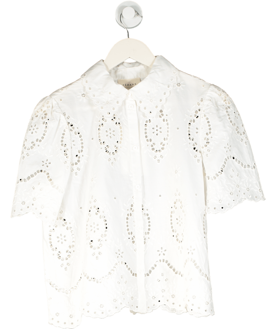 Sezane Cream Elvira Blouse Ecru UK 10 - Reliked