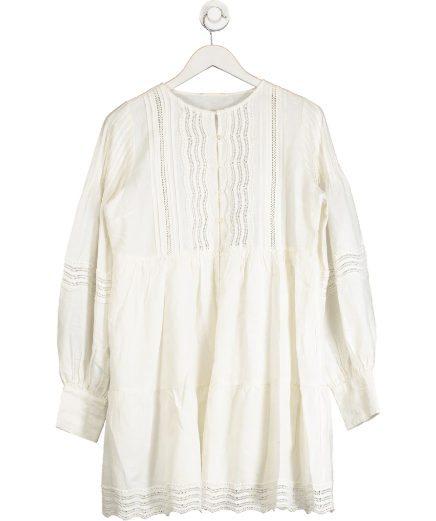 Sezane Cream Honorina Dress Ecru Linen UK 8 - Reliked