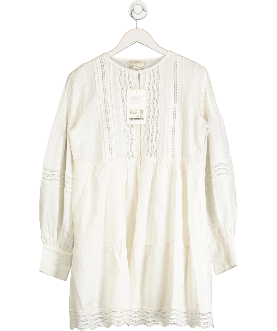 Sezane Cream Honorina Dress Ecru Linen UK 8 - Reliked
