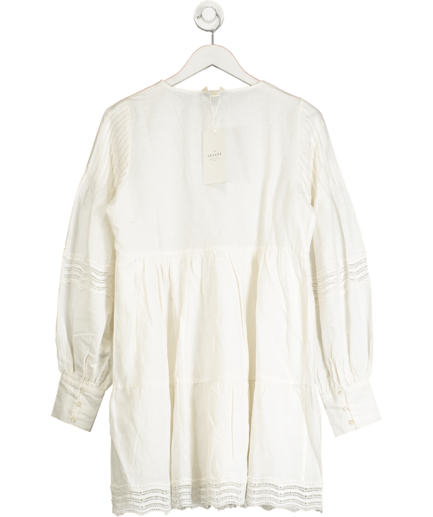 Sezane Cream Honorina Dress Ecru Linen UK 8 - Reliked