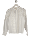 Sezane Cream Lace Detail Honey Shirt Ecru Fr36 UK 8 - Reliked