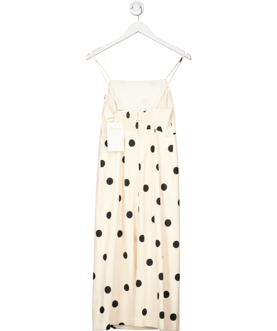 Sezane Cream Rosie Dress Black Polka Dots Print On White UK 8 - Reliked