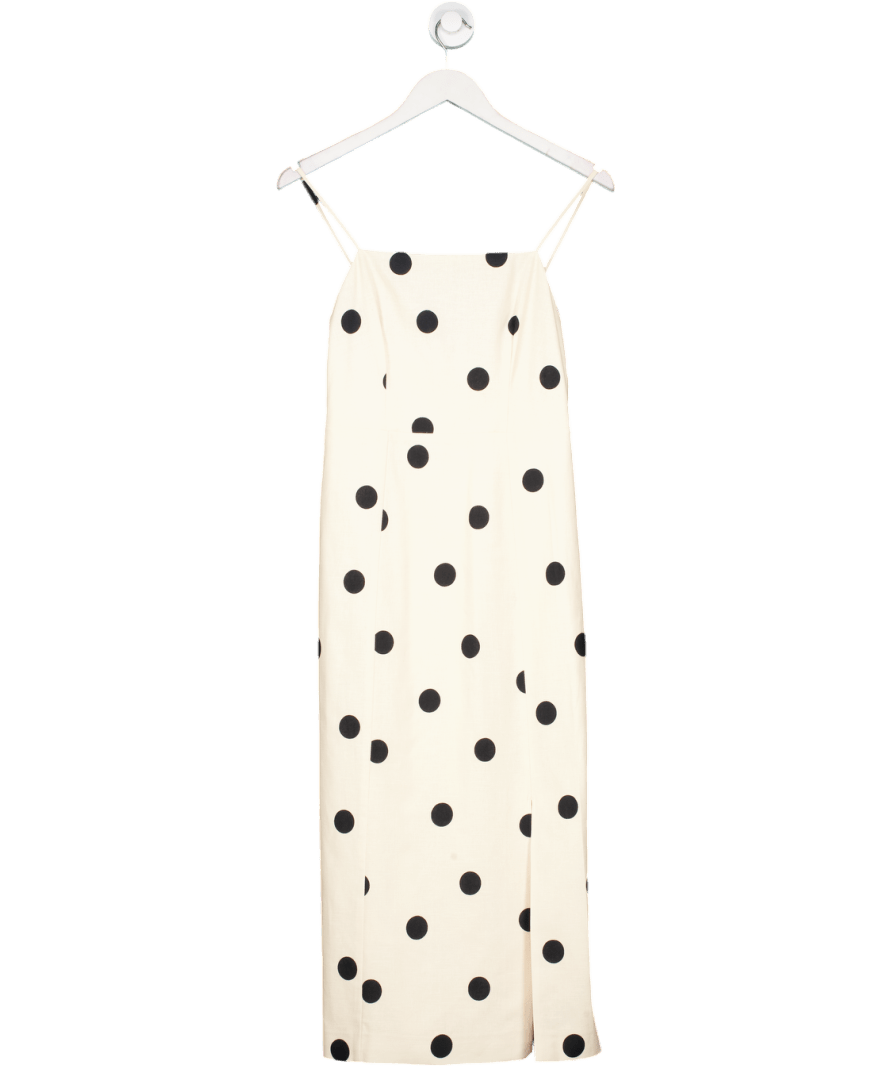 Sezane Cream Rosie Dress Black Polka Dots Print On White UK 8 - Reliked