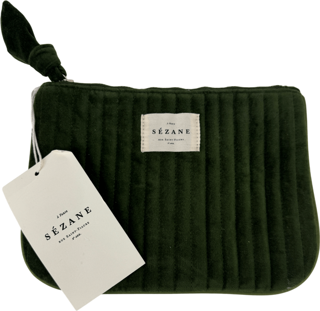 Sezane Green Velvet Flat Pouch - Reliked