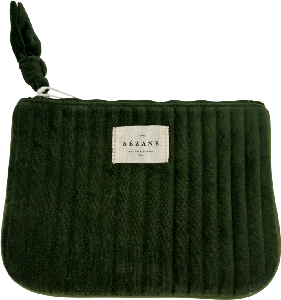 Sezane Green Velvet Flat Pouch - Reliked