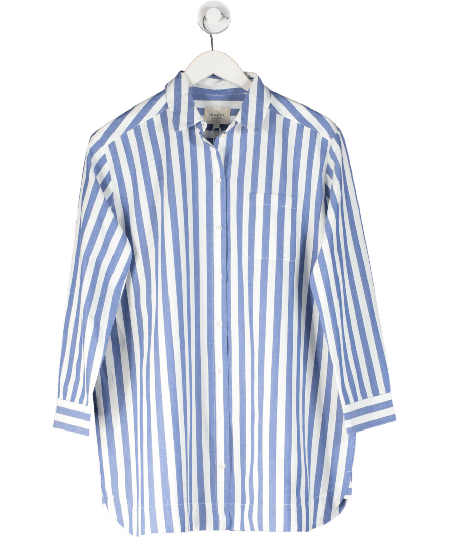 Sezane Maxine Mini Dress Ecru With Blue Stripes UK 8 - Reliked