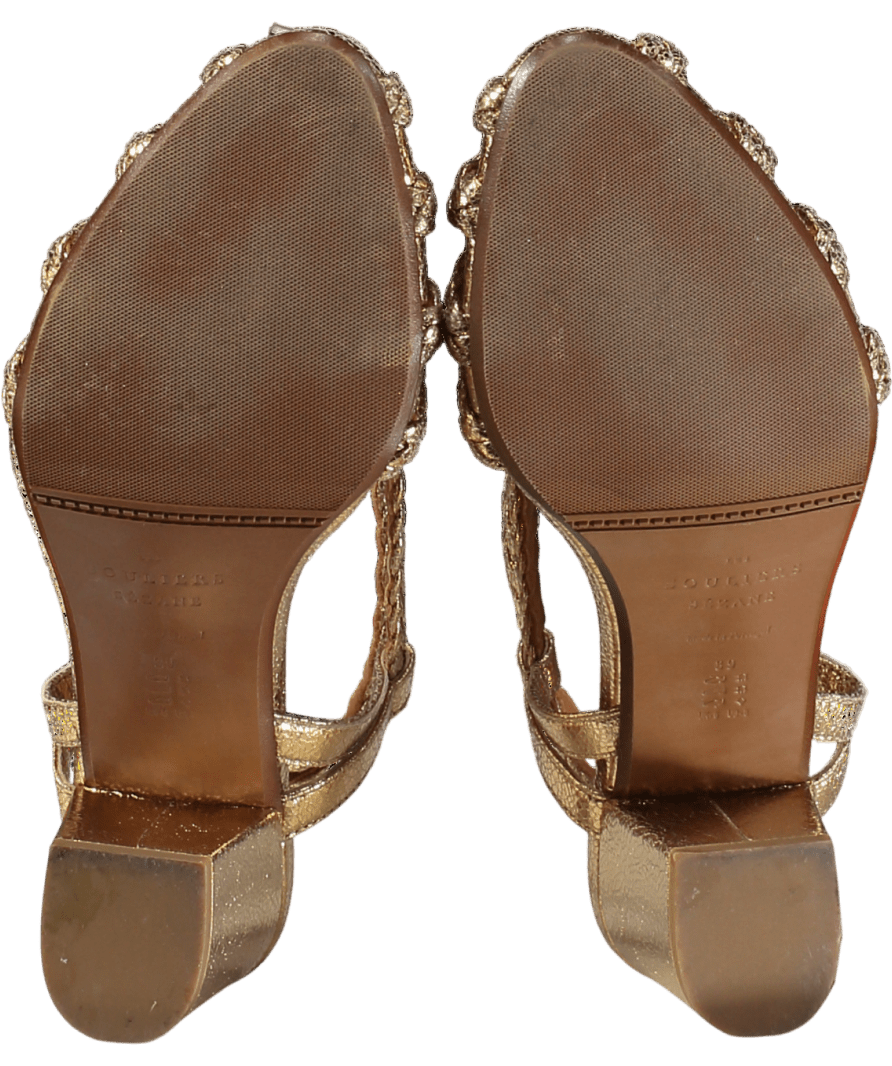 Sezane Metallic Natacha Sandals Smooth Braided Gold UK 6 EU 39 👠 - Reliked