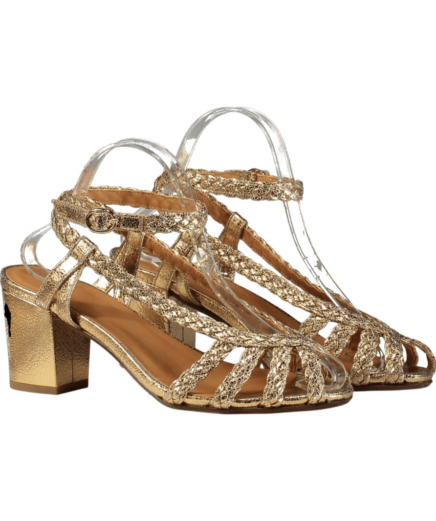 Sezane Metallic Natacha Sandals Smooth Braided Gold UK 6 EU 39 👠 - Reliked