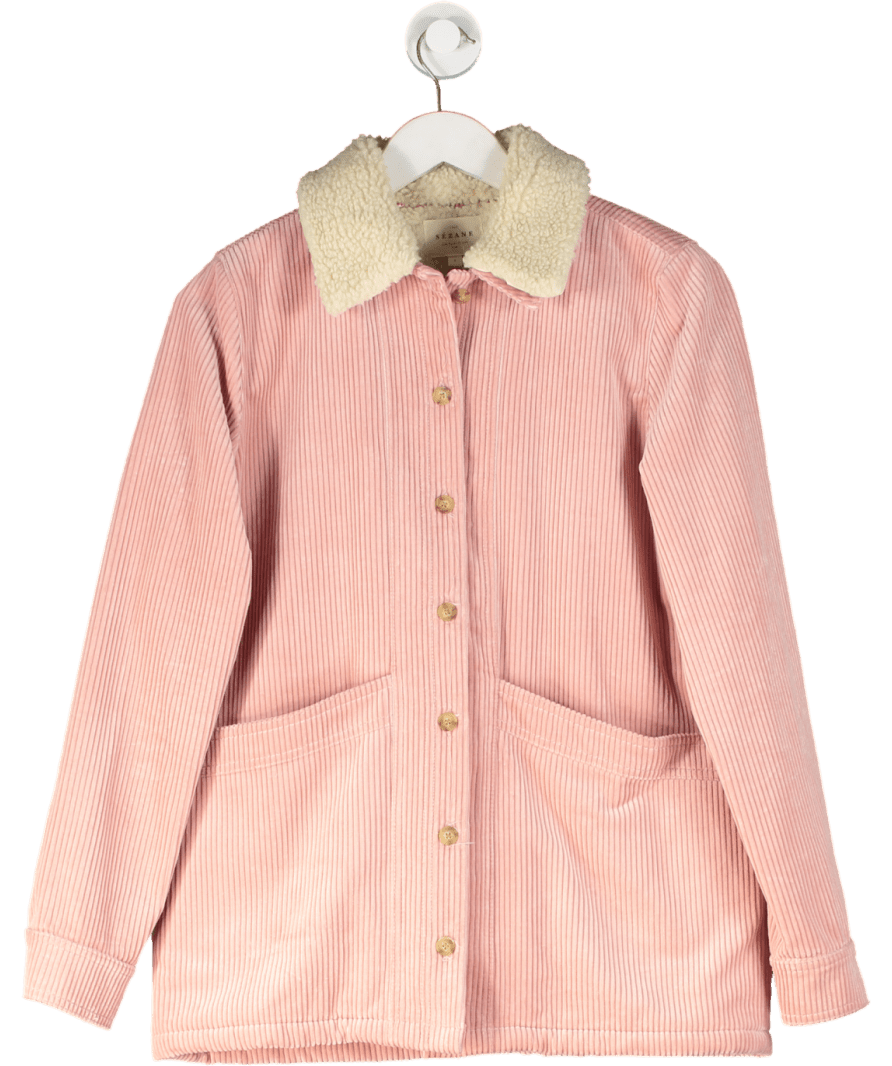 Sezane Will Jacket Pink Faux Sheepskin Collar UK S - Reliked
