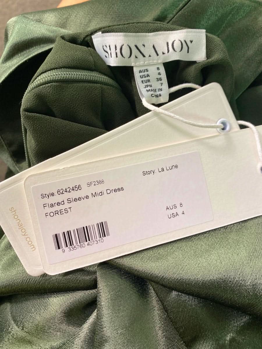 Shona Joy Forest Flared Sleeve Midi Dress La Lune Style EU 36 UK 8 - Reliked