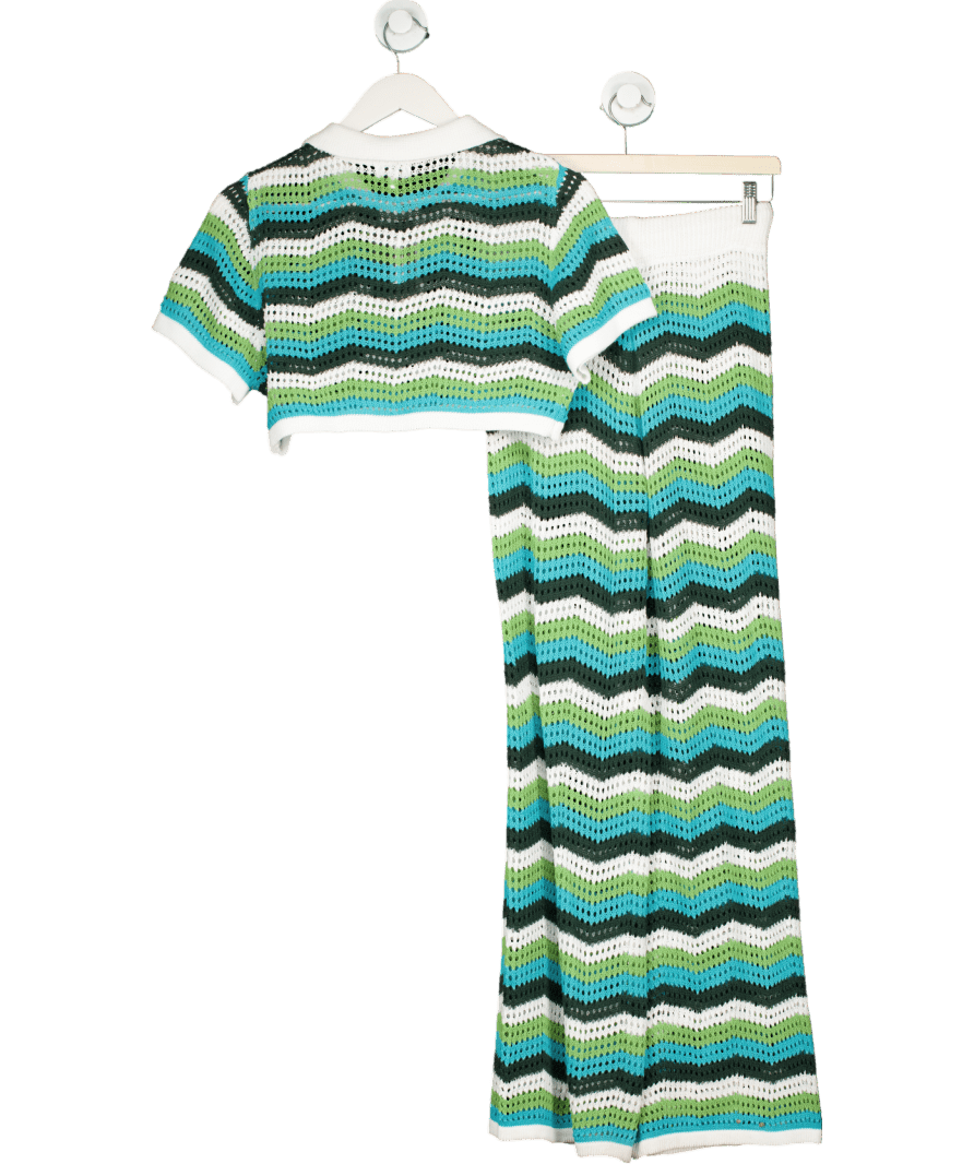 Shooni Multicoloured Suki Crochet Polo Top And Crochet Wide Leg Trouser UK S - Reliked