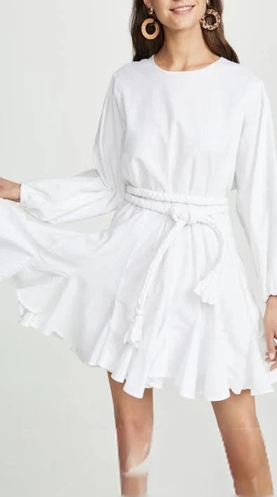 Rhode Resort White Ella Dress with braided belt UK M