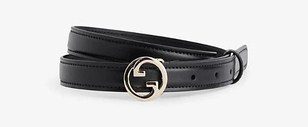 Gucci Black / Silver Blondie Interlocking Gg Leather Logo Belt Sz 90cm