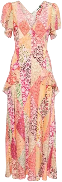 Rixo Silk Evie Floral Midi dress Dress UK 8