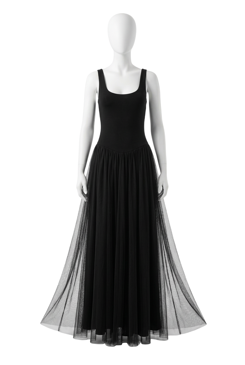 Club L Black Scoop Neckline Dropped Waist Maxi Dress UK 6
