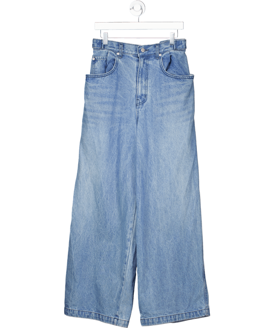 Sickos Blue Pleat Pocket Wide Leg Jeans UK S - Reliked