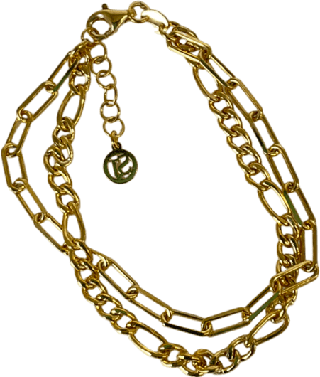 Sif Jakobs 18K Gold Plated Layered Paperclip Chain Bracelet - Reliked