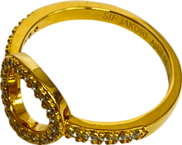 Sif Jakobs Cubic Zirconia Circle Ring, Gold plated sterling silver - Size N - Reliked