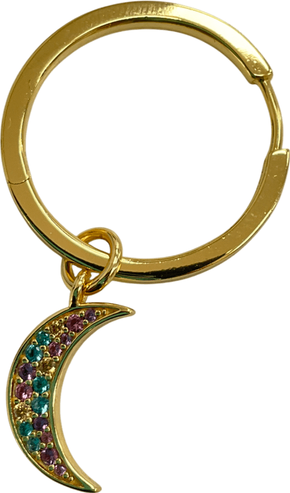 Sif Jakobs Sole Yellow Gold Plated Cubic Zirconia Hoop Earring Charm - Reliked