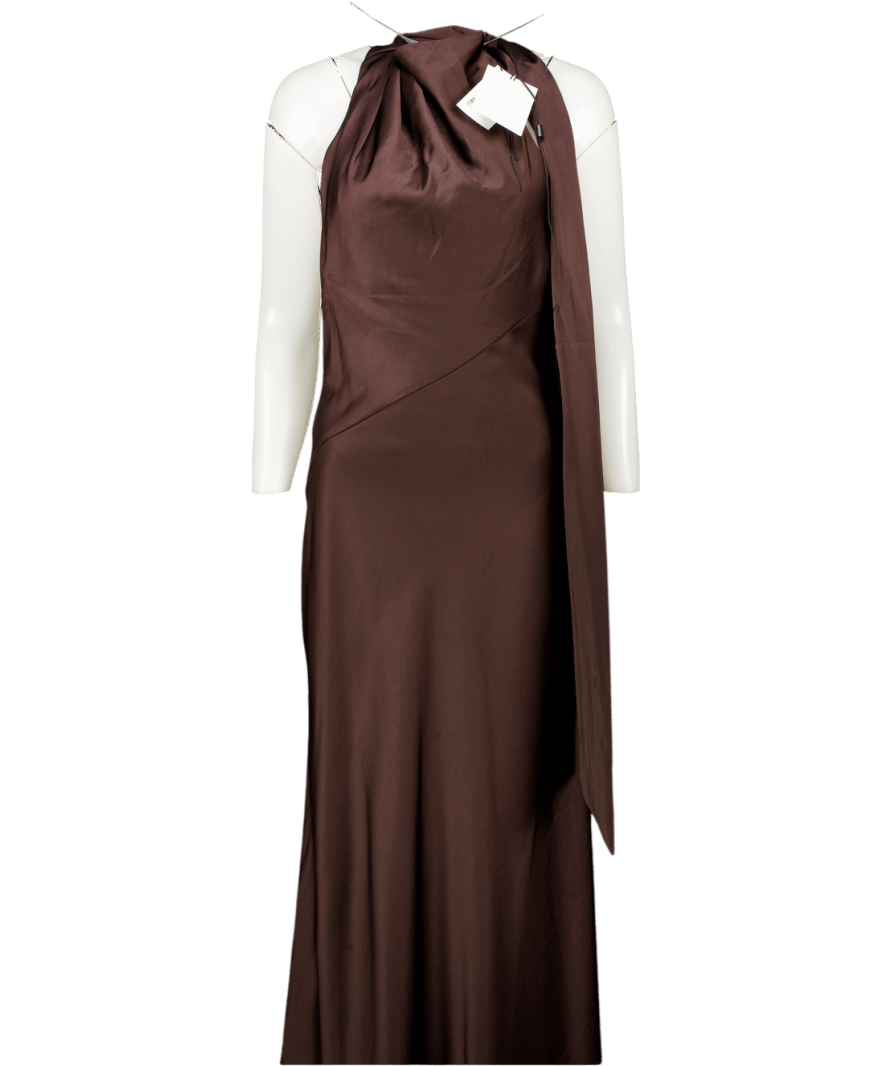 Significant Other Brown Adriana Halter - neck Maxi Dress UK 8 - Reliked