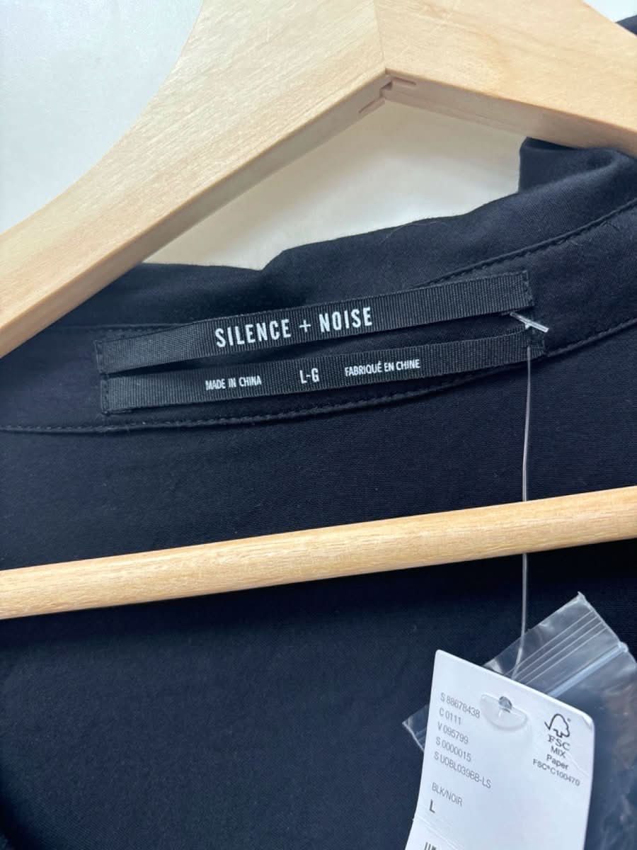 Silence + Noise Black Button - Up Long Sleeve Top UK L - Reliked