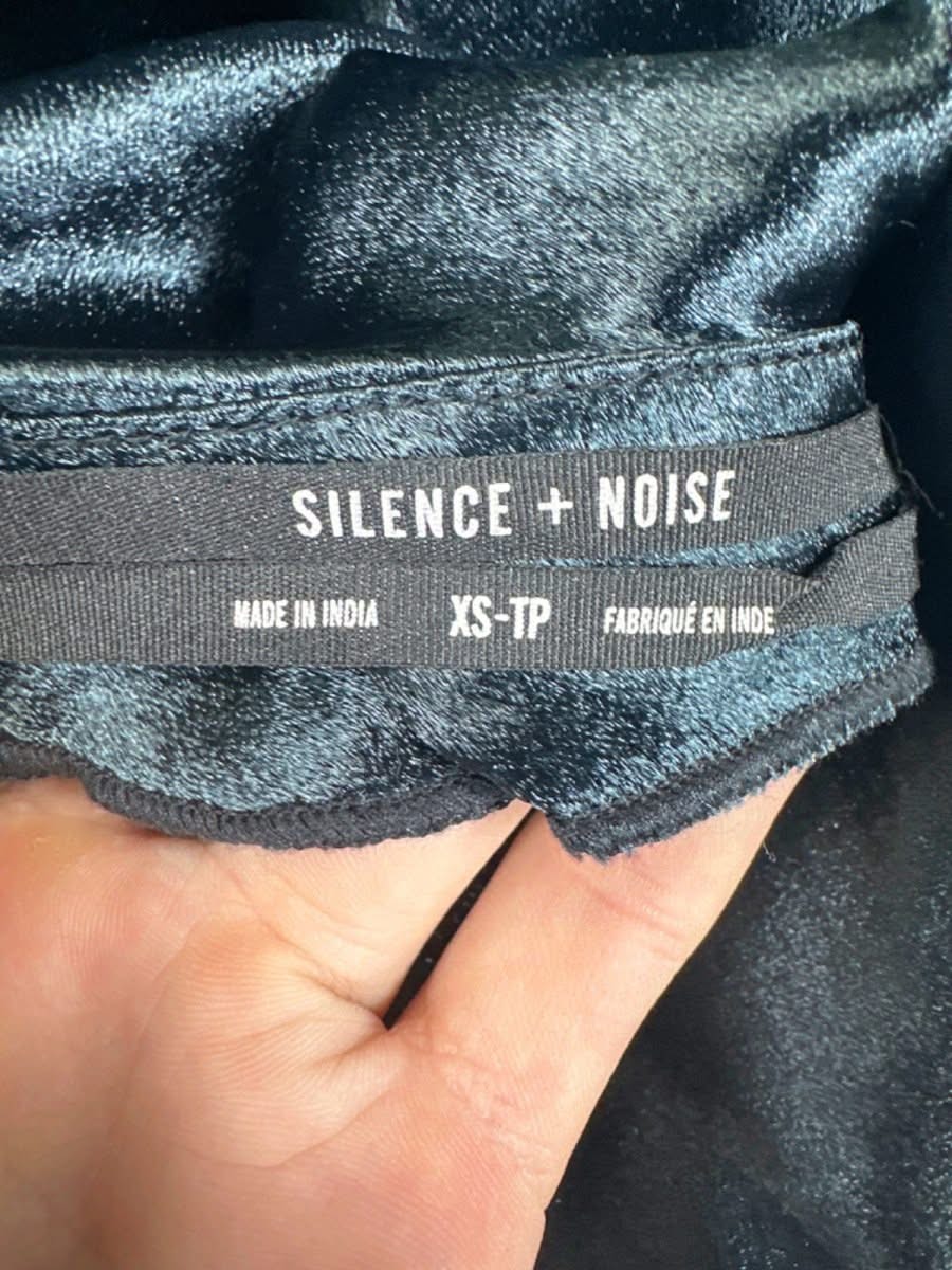 Silence + Noise Black Satin Halter Top XS - Reliked