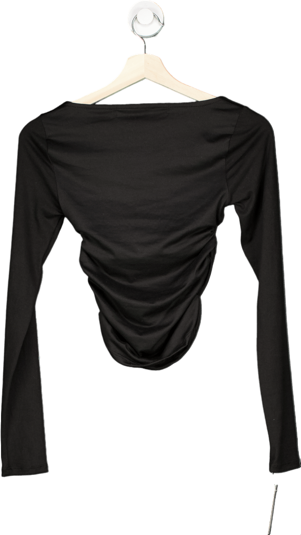 Silence+Noise Black Long Sleeve Ruched Top UK M - Reliked