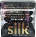 Silk. Set Of 3 100% Mulberry Silk Hair Scrunchies - Black - Reliked