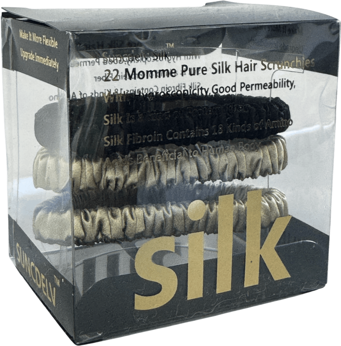 silk. Set Of 3 100% Mulberry Silk Hair Scrunchies - Black/taupe/olive - Reliked