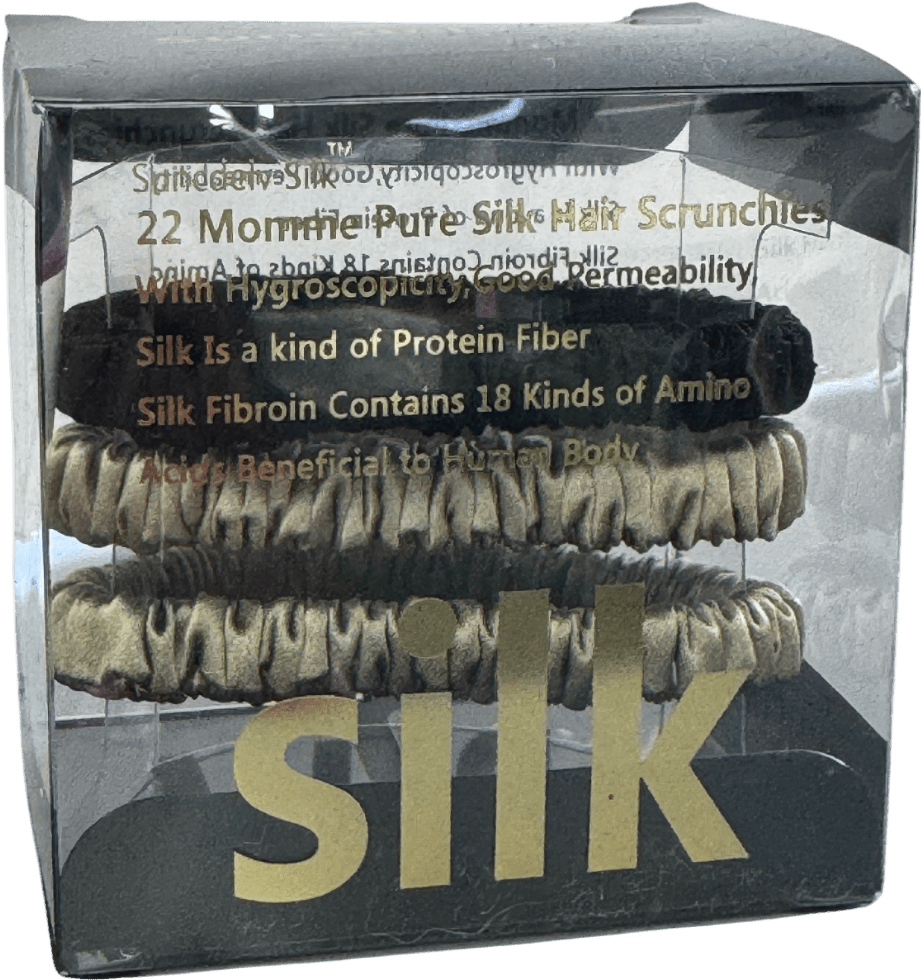 silk. Set Of 3 100% Mulberry Silk Hair Scrunchies - Black/taupe/olive - Reliked