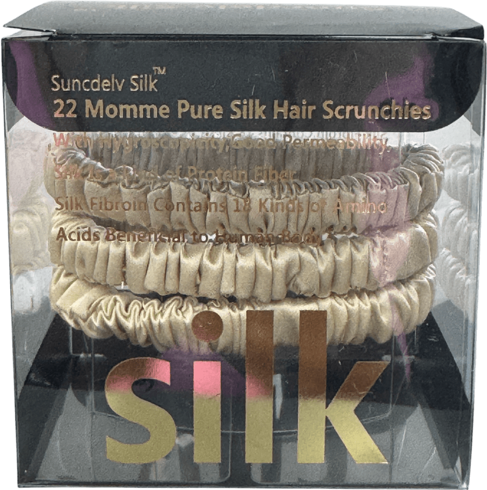 silk. Set Of 3 Vanilla 100% Mulberry Silk Hair Scrunchies - Reliked