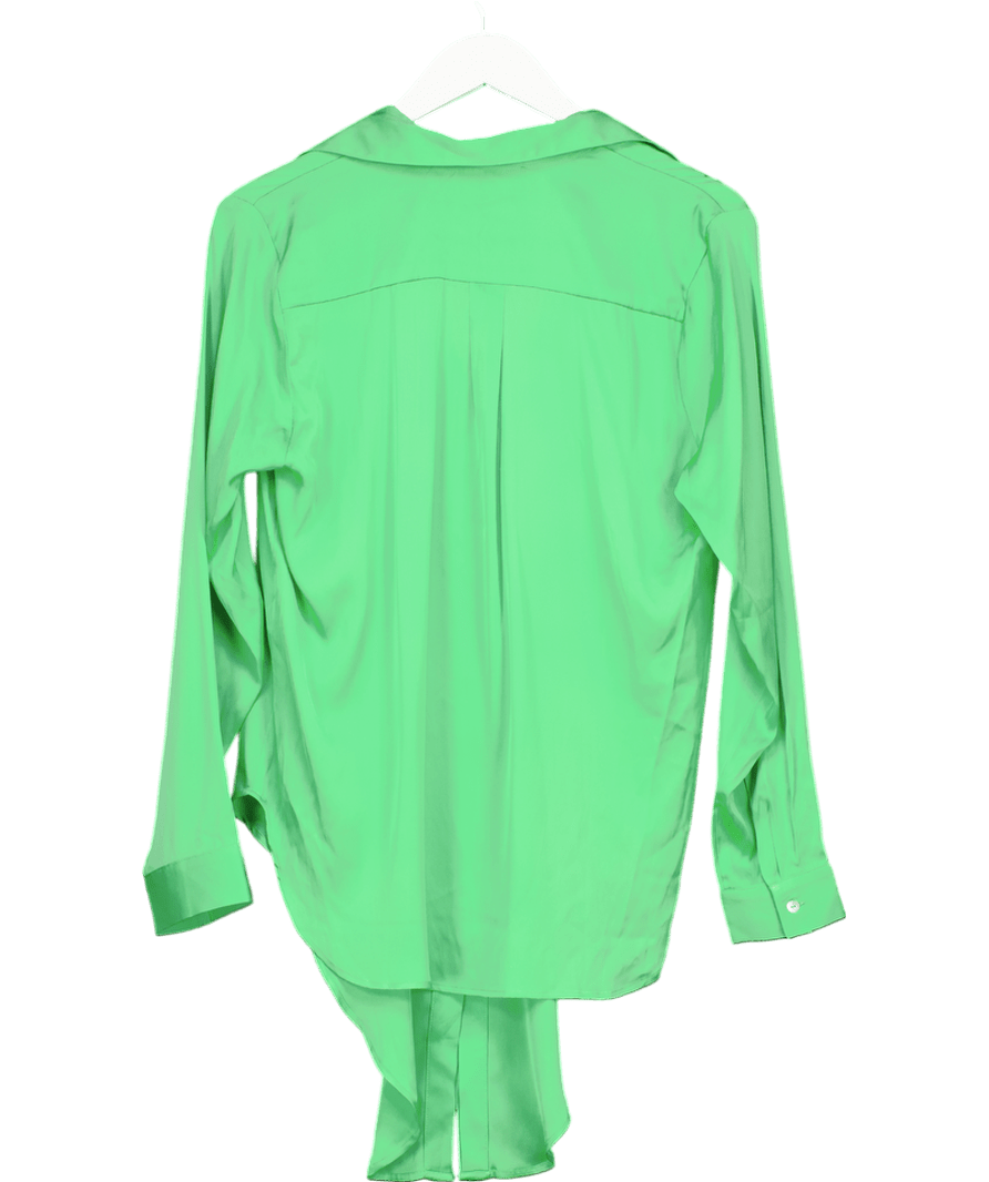 Silk95five Green Stretch Silk Shirt UK S - Reliked