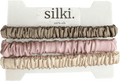 SILKI. Multicoloured Set Of 3 100% Mulberry Silk Hair Scrunchies - taupe/cream/dusty pink - Reliked