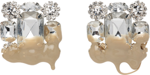 Ottolinger Silver & Taupe Crystal Square Dip Clip on Earrings Earrings