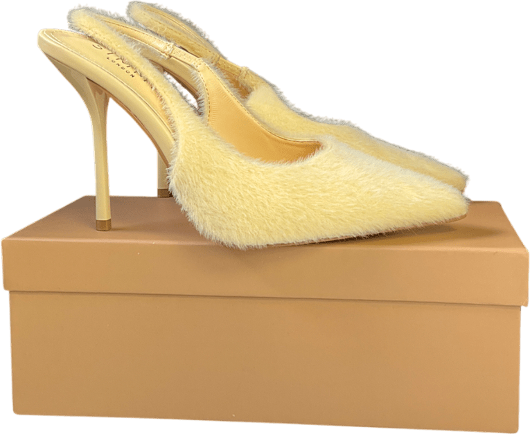 SIMMI Bexley Heeled Court Shoe In Yellow Faux Pony UK 6 EU 39 👠 - Reliked
