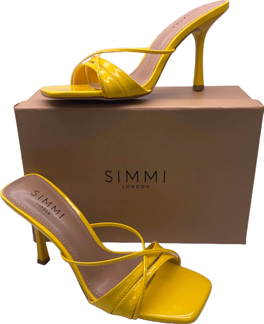 Simmi Yellow Patent Macy - 3 Danique Heels UK 5 - Reliked