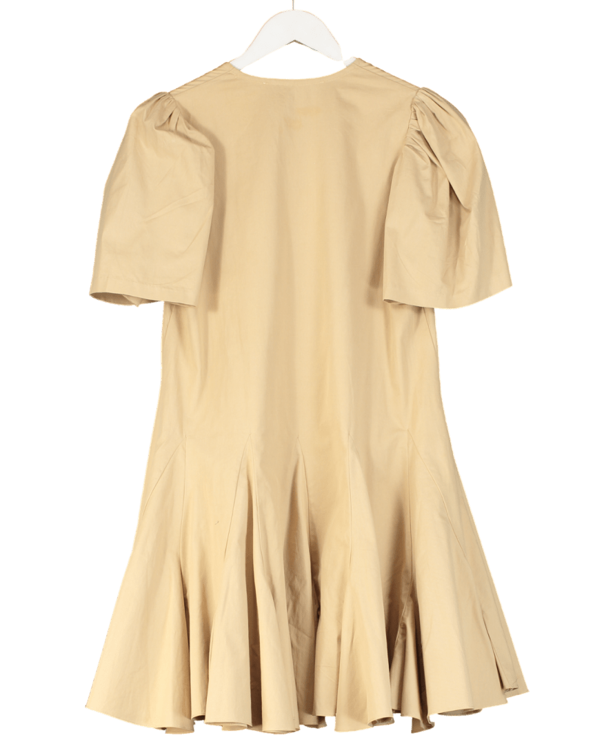 Simonett Beige Amika Cotton Pleated Dress UK XS - Reliked