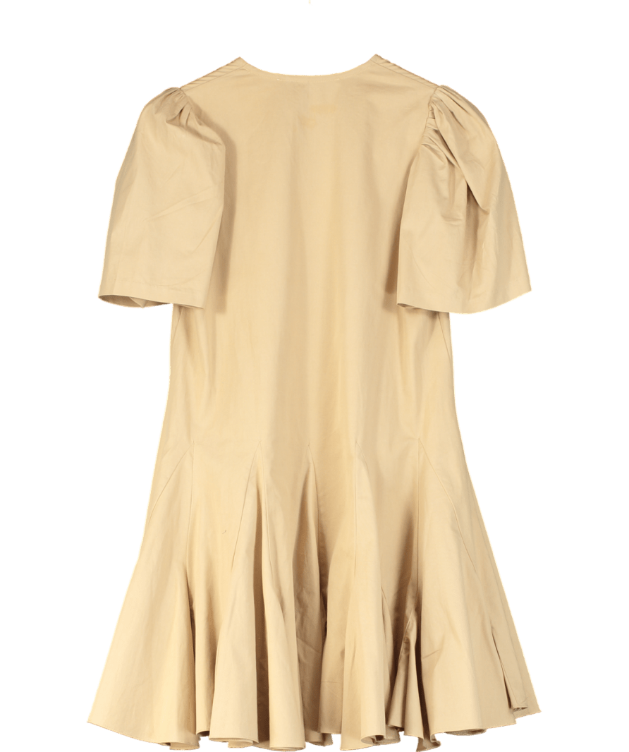 Simonett Beige Amika Cotton Pleated Dress UK XS - Reliked