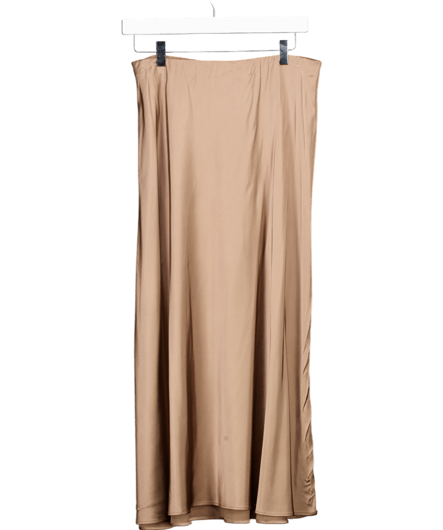 simple studio Brown Satin - finish Midi Skirt UK 10 - Reliked