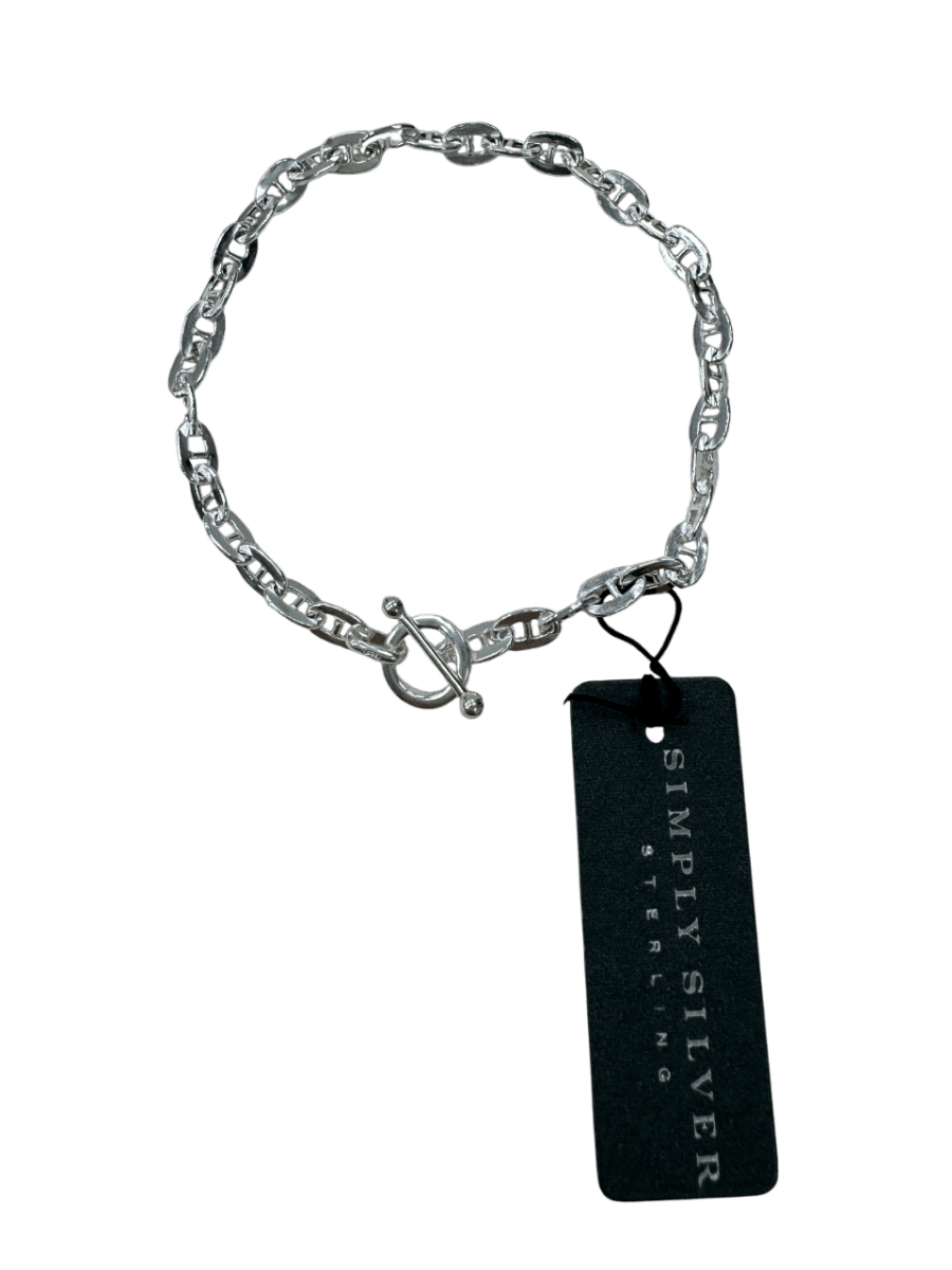 SIMPLY SILVER 925 Sterling Silver Chain T - bar Bracelet One Size - Reliked