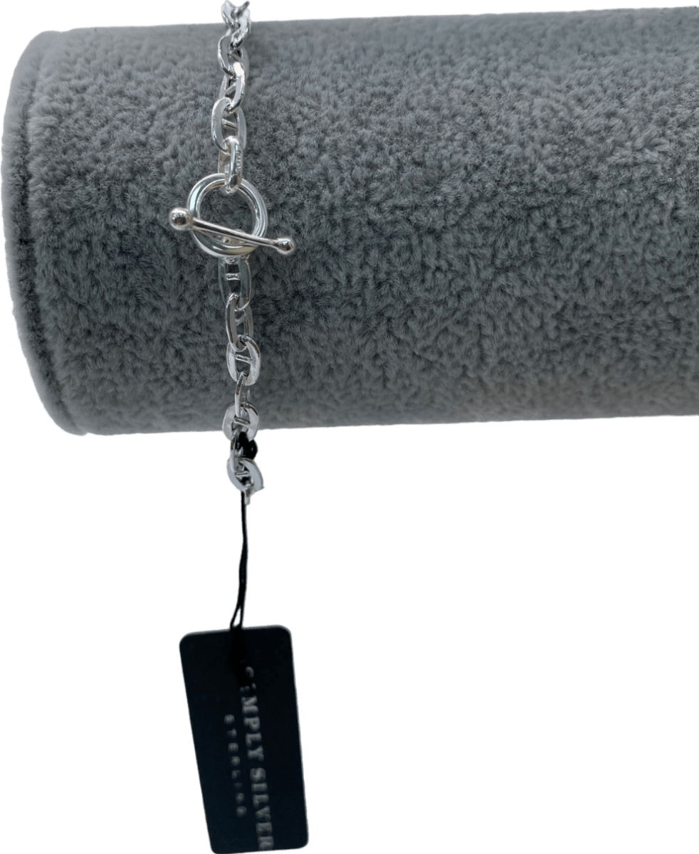 SIMPLY SILVER 925 Sterling Silver Chain T - bar Bracelet One Size - Reliked